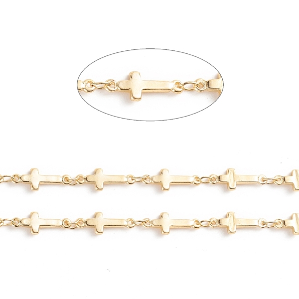 

PandaHall Brass Sideways Cross Link Chains, with Spool, Soldered, Long-Lasting Plated, Real 18K Gold Plated, 13.5x5x1.5mm, about 32.8 Feet...