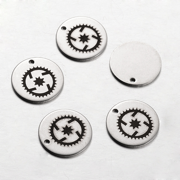 

PandaHall Spray Painted Stainless Steel Steampunk Charms, Flat Round with Gear Pattern, Stainless Steel Color, 14x1mm, Hole: 1mm Stainless...