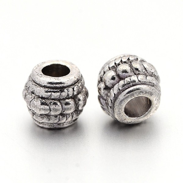 

PandaHall Tibetan Silver Beads, Cadmium Free & Nickel Free & Lead Free, Barrel, Antique Silver, 8x6.5mm, Hole: 3.5mm Alloy Barrel