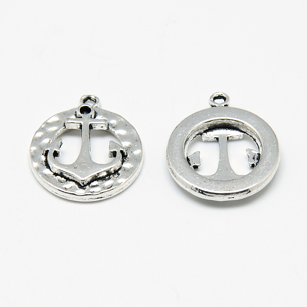 

PandaHall Tibetan Style Alloy Pendants, Flat Round with Anchor, Cadmium Free & Nickel Free & Lead Free, Antique Silver, 17x14.5x2.5mm, Hole...