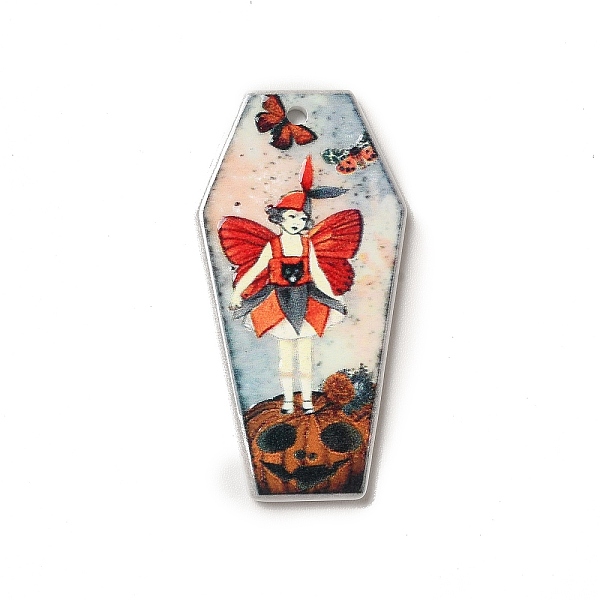 

PandaHall Halloween Printed Acrylic Pendants, Coffin Charm, Human, 41x21x2.5mm, Hole: 1.8mm Acrylic Human