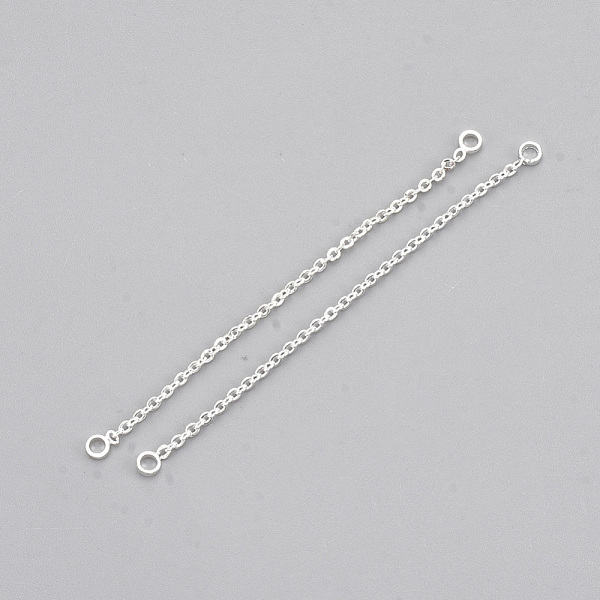 

PandaHall Brass Chain Links connectors, Silver Color Plated, 55x1x1mm, Hole: 1.6mm Brass Others