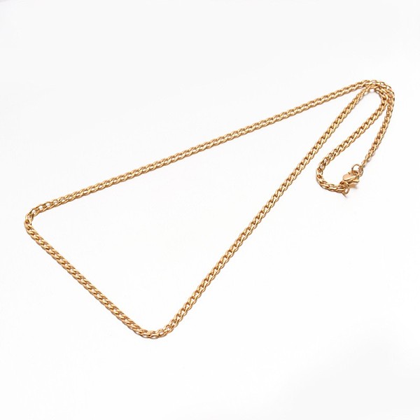 

PandaHall Boy's 304 Stainless Steel Curb Chain Necklaces, with Lobster Claw Clasp, Faceted, Golden, 19.7 inch(50cm) 304 Stainless Steel