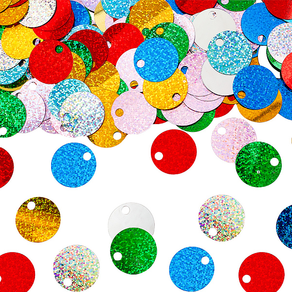 

PandaHall OLYCRAFT 180g 9 Style Large Sequins with Hole Flat Round Sequin Paillettes 1.1 Inch PVC Laser Round Paillettes Applique..., Multicolor