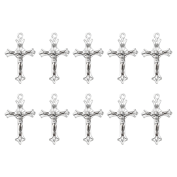 

PandaHall 10Pcs Zinc Tibetan Style Alloy Pendants, Crucifix Cross, Religion, Antique Silver, 37x22x2.5mm, Hole: 2mm Alloy Cross