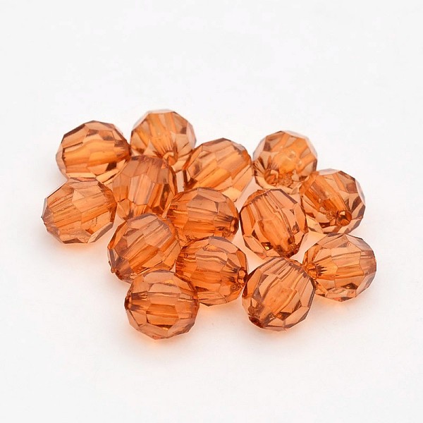 

PandaHall Faceted Transparent Acrylic Round Beads, Sandy Brown, 8mm, Hole: 1.5mm, about 1800pcs/500g Acrylic Round Brown