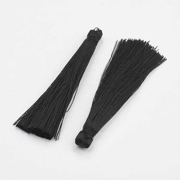 

PandaHall Nylon Tassel Big Pendants, Black, 65x5~6mm Nylon Black