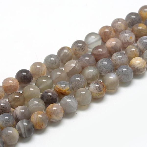 PandaHall Natural Black Sunstone Beads Strands, Round, 10mm, Hole: 1mm, about 40pcs/strand, 15.7 inch Sunstone Round