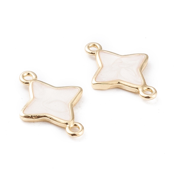 

PandaHall Brass Enamel Links, Long-Lasting Plated, Star, White, Real 18K Gold Plated, 19x13.5x2mm, Hole: 1.4mm Brass+Enamel Star White
