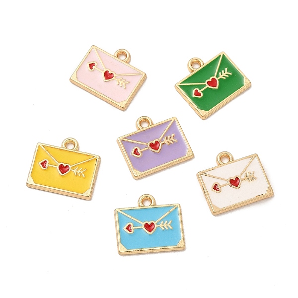 

PandaHall Alloy Enamel Pendants, Envelope with Heart Charms, Mixed Color, Golden, 14x15.5x1.5mm, Hole: 1.6mm Alloy+Enamel Multicolor