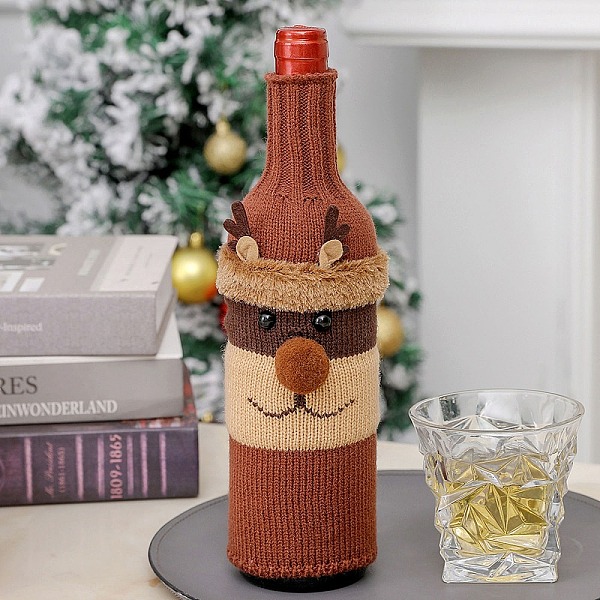 

PandaHall Christmas Acrylic Fiber Wine Bottle Sleeve, for Wine Gift Packaging Decorate, Deer, 285~290x97x15~23mm Fibre Deer