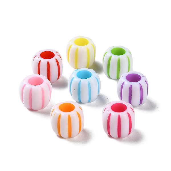 

PandaHall Opaque Acrylic European Beads, Craft Style, Large Hole Beads, Barrel with Corrugated, Mixed Color, 12x11mm, Hole: 6mm, about..., Multicolor