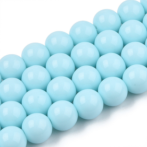 

PandaHall Opaque Solid Color Glass Beads Strands, Round, Light Sky Blue, 9.5~10mm, Hole: 1.5mm, about 40~42pcs/strand, 14.76~15.12 inch...