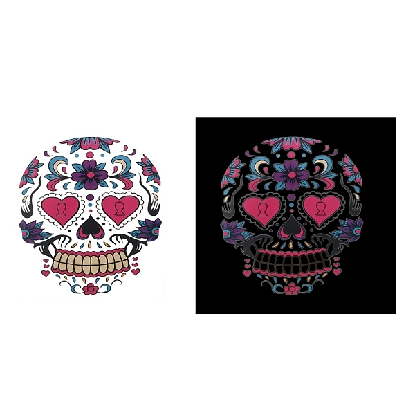 

PandaHall Halloween Theme Removable Temporary Water Proof Tattoos Paper Stickers, Sugar Skull, Teal, 17x16cm Paper Skull Cyan