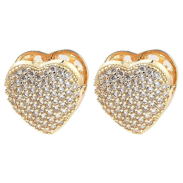 

PandaHall Brass Hoop Earrings with Cubic Zirconia, Heart, Light Gold, 16x16x14mm Cubic Zirconia Heart