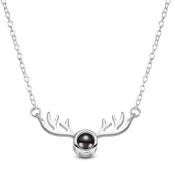 

PandaHall SHEGRACE 925 Sterling Silver Pendant Necklaces, with Glass, Antler, Platinum, 15.75 inch(40cm), Antler: 26.1x12.5mm Sterling..., Black