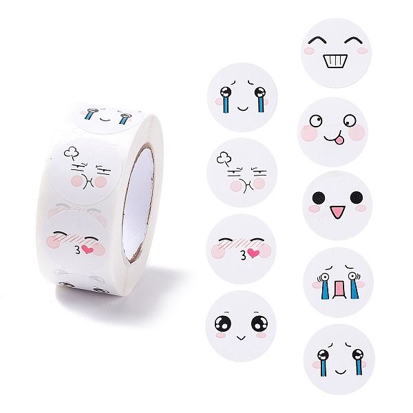 

PandaHall Cartoon Expression Paper Stickers, Self Adhesive Roll Sticker Labels, for Envelopes, Bubble Mailers and Bags, Flat Round, Mixed..., Multicolor