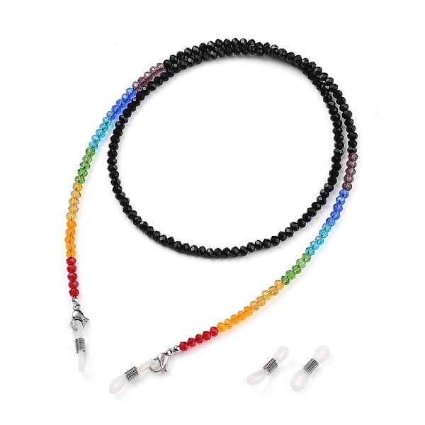 

PandaHall Chakra Eyeglasses Chains, Neck Strap for Eyeglasses, with Faceted Rondelle Transparent Glass Beads and 304 Stainless Steel Lobster..., Black