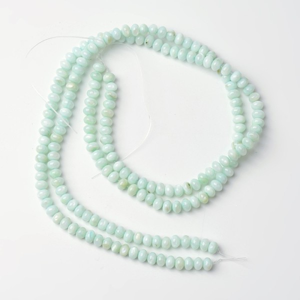 

PandaHall Dyed Natural Freshwater Shell Rondelle Bead Strands, Aquamarine, 6x4mm, Hole: 1mm, about 91pcs/strand, 15.6 inch Freshwater Shell..., Green