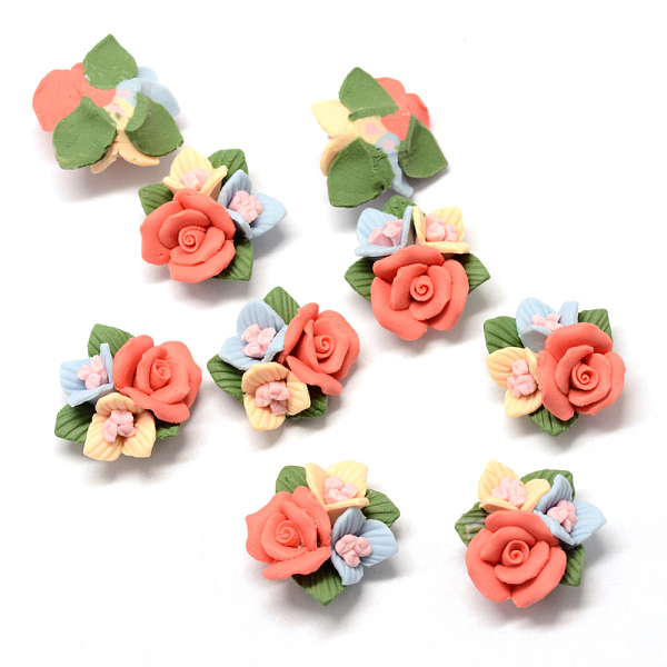 

PandaHall Handmade Porcelain Cabochons, China Clay Beads, Flower, Tomato, 21~28x22~26x12~15mm Porcelain Flower Red
