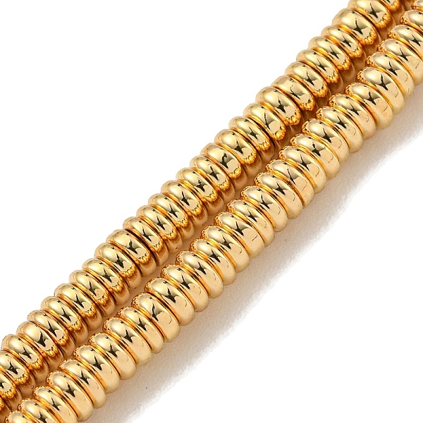 

PandaHall Electroplated Synthetic Non-Magnetic Hematite Beads Strands, Rondelle, Light Gold Plated, 2x1mm, Hole: 0.9mm, about 392pcs/strand...