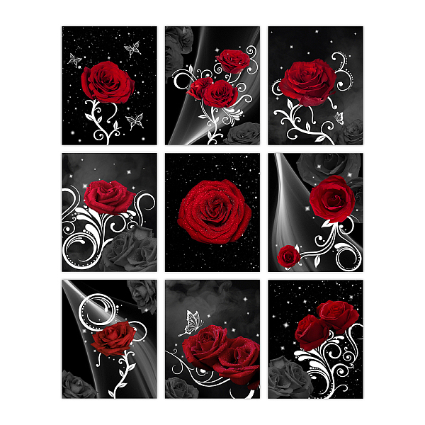 

PandaHall Chemical Fiber Oil Canvas Hanging Painting, Home Wall Decoration, Rectangle, Rose Pattern, 250x200mm, 9 style, 1pc/style, 9pcs/set..., Black