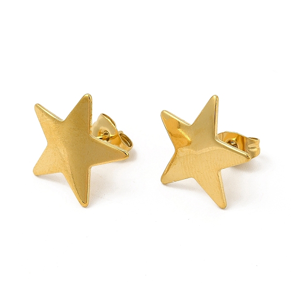 

PandaHall Ion Plating(IP) 304 Stainless Steel Stud Earrings for Women, Star, Real 18K Gold Plated, 15x15.5mm, Pin: 0.8mm 304 Stainless Steel...