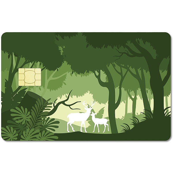 PandaHall CREATCABIN 4Pcs Card Skin Sticker Forest Deer Debit Credit Card Skins Covering Personalizing Bank Card Protecting Removable Wrap...