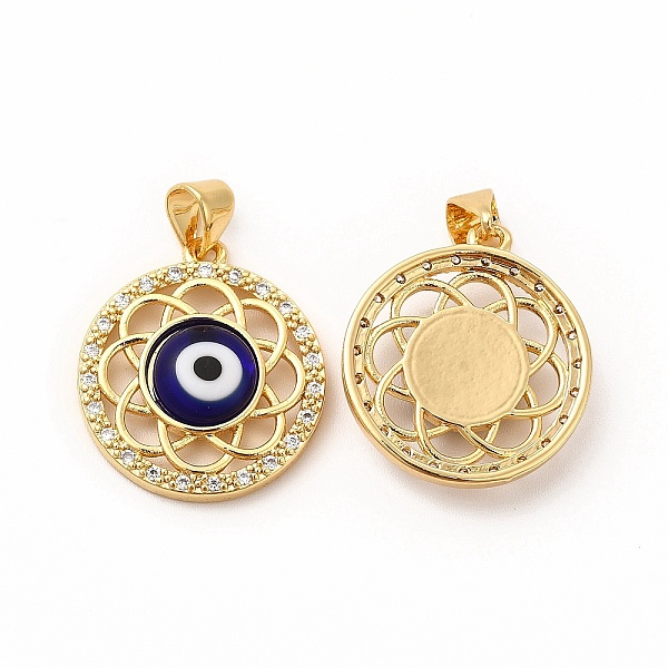 

PandaHall Rack Plating Brass Micro Pave Clear Cubic Zirconia Pendants, with Handmade Evil Eye Lampwork, Cadmium Free & Lead Free...