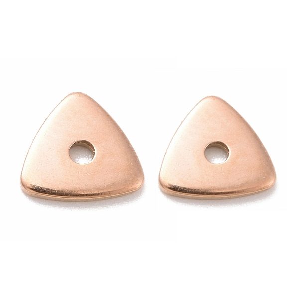 

PandaHall Ion Plating(IP) 304 Stainless Steel Beads, Triangle, Rose Gold, 6x6x1mm, Hole: 1mm 304 Stainless Steel Triangle