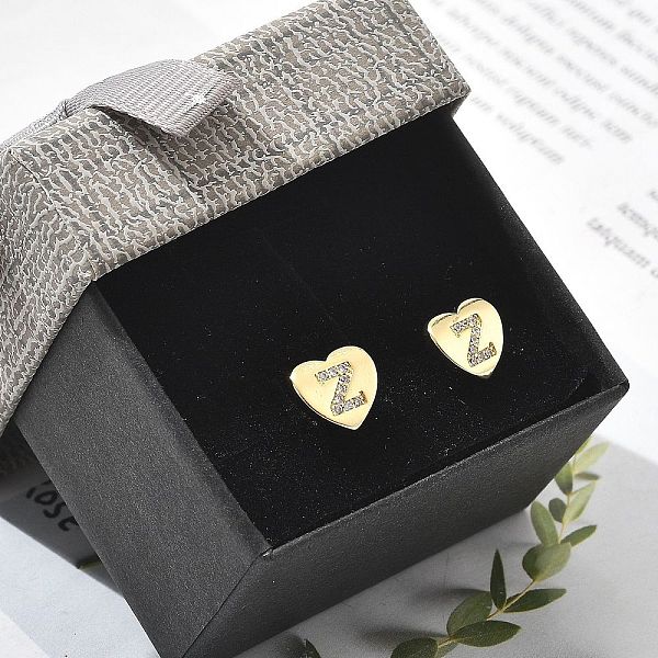 Aretes de corchete de circonita cúbica transparente con micro pavé de latón enchapado en cremallera