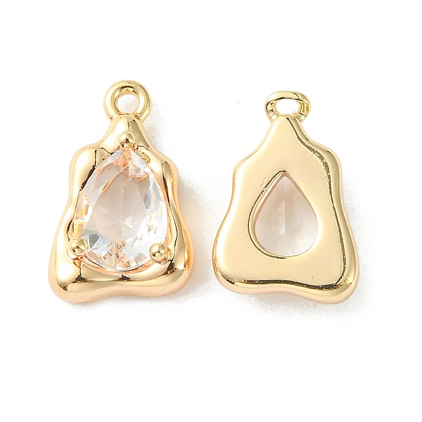 

PandaHall Brass Micro Pave Clear Cubic Zirconia Charms, Irregular Teardrop Charm, Real 18K Gold Plated, 15x9x4mm, Hole: 1.2mm Brass+Cubic...