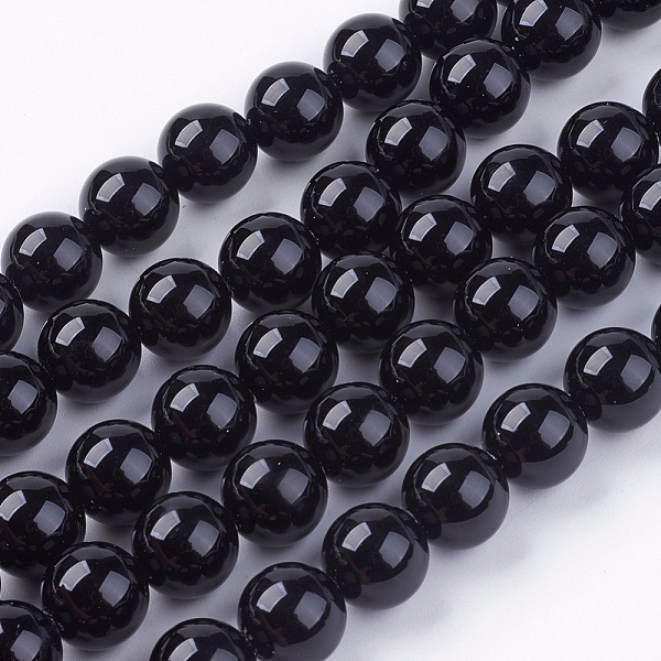 

PandaHall Natural Black Onyx Round Beads Strands, Dyed, Black, 10mm, Hole: 1mm, about 38pcs/strand, 15 inch Black Onyx Round Black