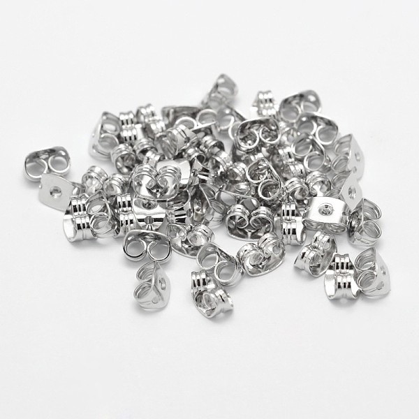 

PandaHall Brass Ear Nuts, Friction Earring Backs for Stud Earrings, Cadmium Free & Nickel Free & Lead Free, Platinum, 6x4x3mm, Hole: 1mm...