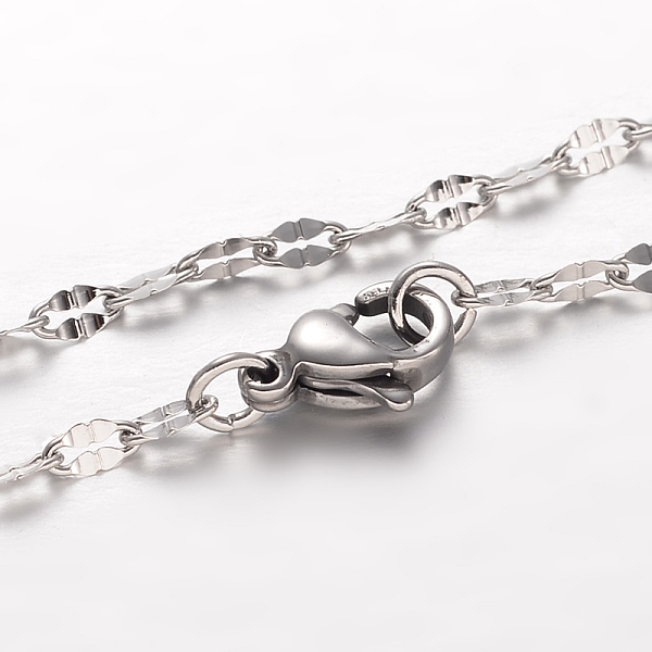 

PandaHall 304 Stainless Steel Chain Necklaces, with Lobster Claw Clasps, Stainless Steel Color, 17.7 inch(45cm) 304 Stainless Steel
