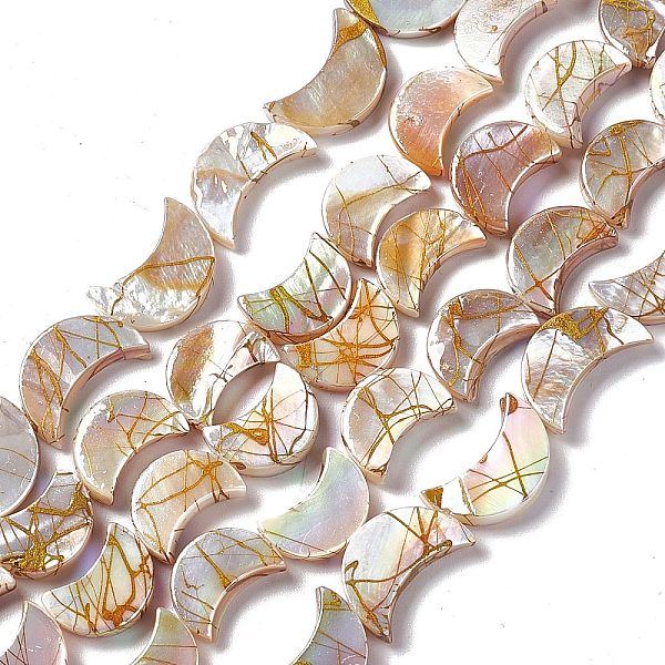 

PandaHall Drawbench Style Natural Freshwater Shell Beads Strands, AB Color Plated, Moon, Colorful, 12~15x9x3mm, Hole: 0.7mm, about...