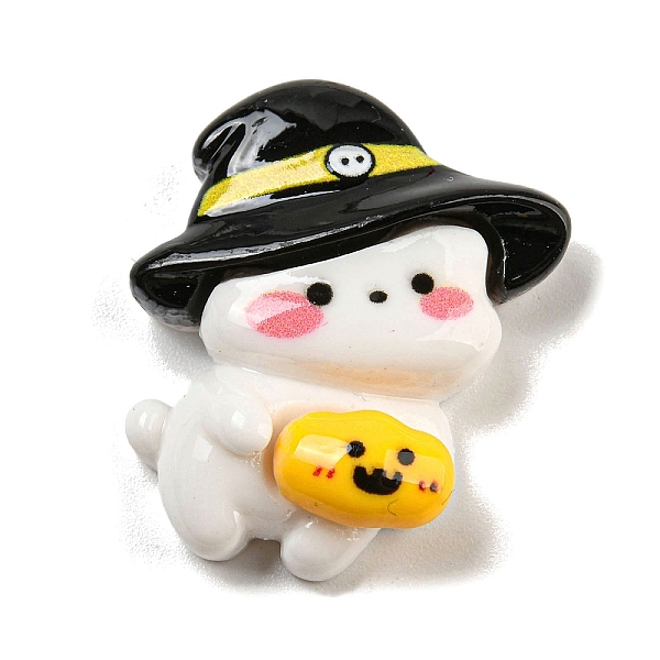 

PandaHall Halloween Theme Opaque Resin Decoden Cabochons, Cat Shape with Witch Hat, 27x23.5x7.5mm Resin Hat