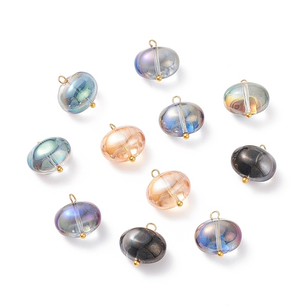 

PandaHall Electroplate Glass Beaded Pendants, with Brass Ball Head Pin, Oval, Mixed Color, 15~15.5x14x10mm, Hole: 1.5~2.2mm Brass+Glass Oval..., Multicolor