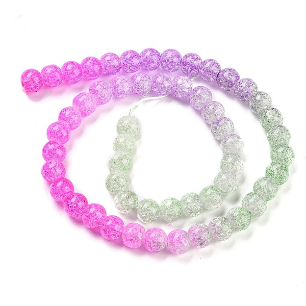 

PandaHall Spray Painted Crackle Glass Beads Strands, Gradient Color, Segmented Multi-color Beads, Round, Magenta, 8mm, Hole: 1mm, about..., Pink
