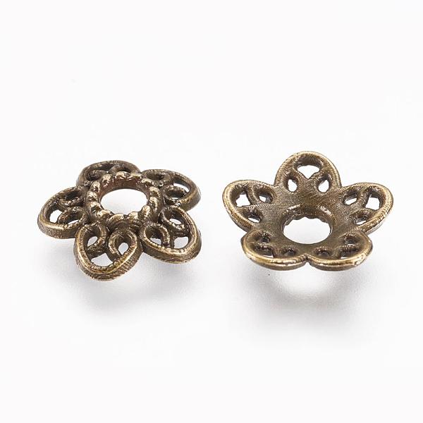 

PandaHall Tibetan Style Alloy Bead Caps, Lead Free and Cadmium Free, Antique Bronze, 10.7x11x2.5mm, Hole: 3mm Alloy