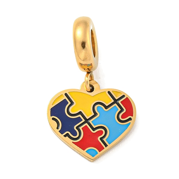 

PandaHall 304 Stainless Steel Colorful Enamel European Dangle Charms, Puzzel Heart Large Hole Pendants, Golden, 23.5mm, Hole: 4.5mm, pendant...