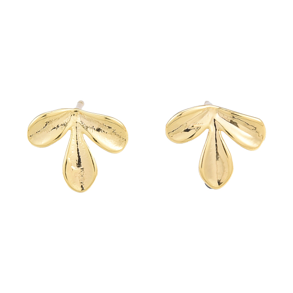 

PandaHall Brass Stud Earring Findings, with Horizontal Loops, Flower, Nickel Free, Golden, 10x12mm, Hole: 1.2mm, Pin: 0.8mm Brass Flower
