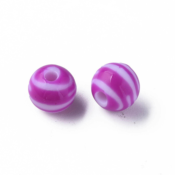 

PandaHall Opaque Striped Acrylic Beads, Round, Medium Orchid, 10mm, Hole: 2mm, about 940pcs/500g. Acrylic Round