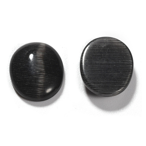 

PandaHall Cat Eye Glass Cabochons, Oval/Rice, Black, about 10mm wide, 14mm long,about 3mm thick Glass Oval Black