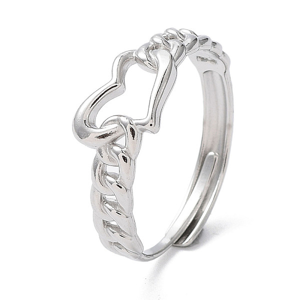 

PandaHall 304 Stainless Steel Hollow Heart Adjustable Rings, Stainless Steel Color, Inner Diameter: 18.8mm 304 Stainless Steel Ring