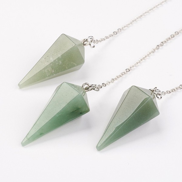 

PandaHall Natural Green Aventurine Hexagonal Pointed Dowsing Pendulums, with Brass Cross Chains, Cone, Platinum, Lead Free & Nickel Free...