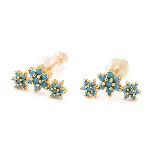 

PandaHall Brass Micro Pave Cubic Zirconia Stud Earrings, Real 18K Gold Plated, Flower, Deep Sky Blue, 6.5x12.5mm, Pin: 1mm Cubic Zirconia...