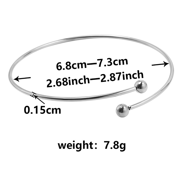 

PandaHall Titanium Steel Cuff Bangle, Torque Bangles, Stainless Steel Color, Inner Diameter: 2-5/8~2-7/8 inch(6.8~7.3cm) Titanium Steel