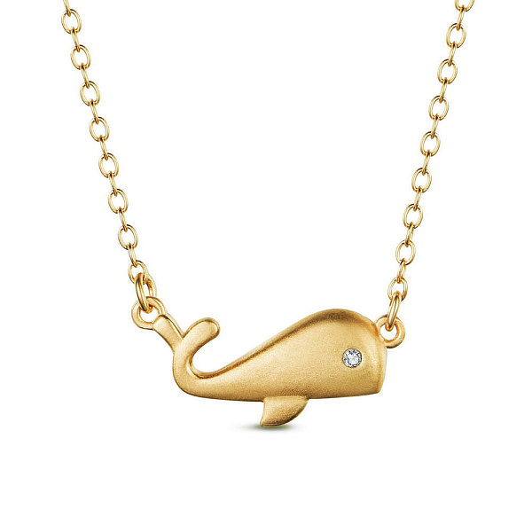 

PandaHall SHEGRACE 925 Sterling Silver Pendant Necklaces, with Grade AAA Cubic Zirconia, with S925 Stamp, Whale, Golden, 17.72 inch Sterling...
