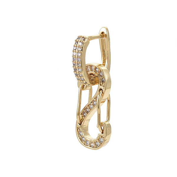 

PandaHall (Jewelry Parties Factory Sale)Brass Micro Pave Clear Cubic Zirconia Huggie Hoop Earring, Nickel Free, Letter S, Real 18K Gold...